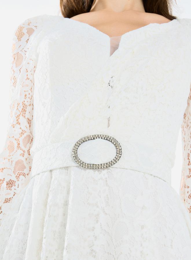 House of Moda Women Lace Flare Sleeve Midi Dress - Image 4